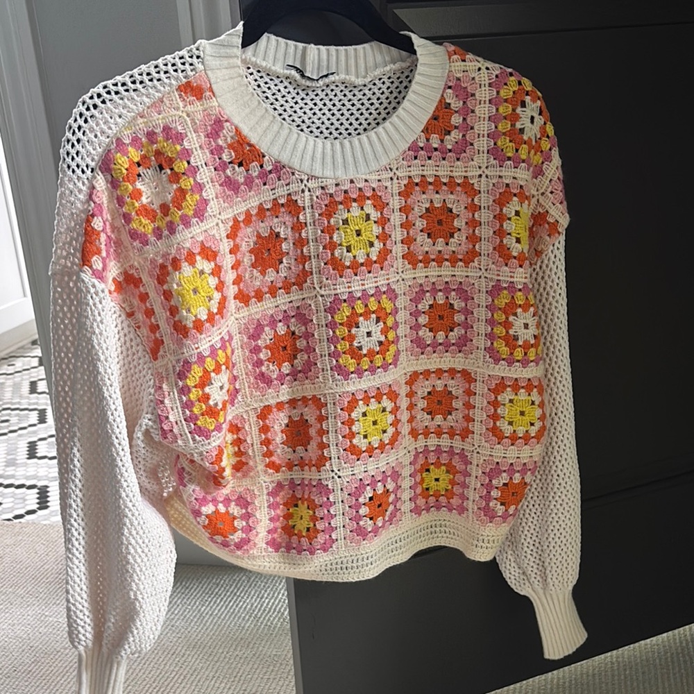 Zara Colorful Crochet Sweater